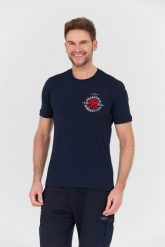 AERONAUTICA MILITARE Granatowy t-shirt M.C. Niebieskie t-shirty Aeronautica Militare, l, bez wzorów, bez kołnierzyka, bez ramiączek. W wyprzedaży za 219.99 zł.