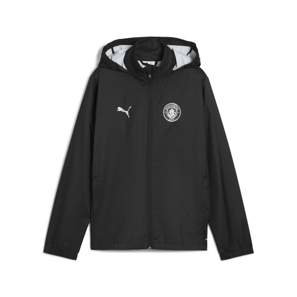 Młodzieżowa kurtka treningowa Manchester City All-Weather PUMA. Czarna kurtki Puma, l, bez wzorów, bez kaptura, do biegania. Za 349.00 zł.