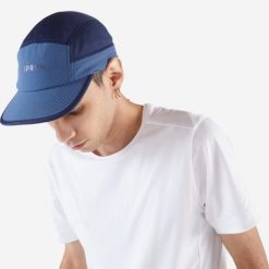 Czapka z daszkiem do biegania Kiprun 5 paneli. Niebieskie czapki z daszkiem KIPRUN, bez wzorów, z materiału. Za 49.99 zł.