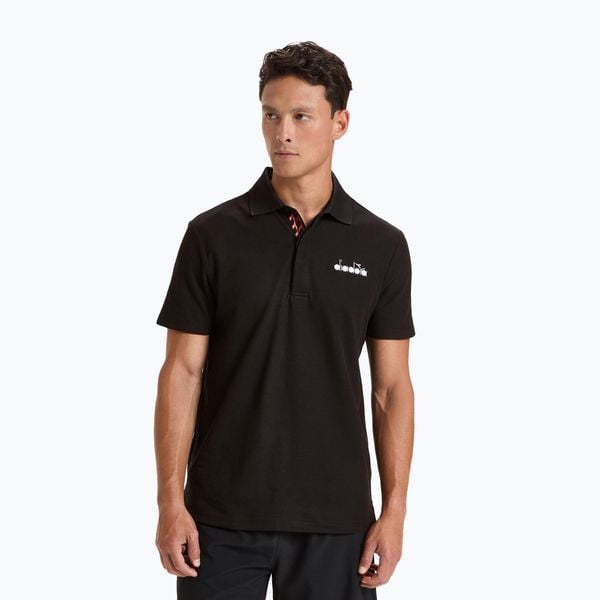 Koszulka polo męska Diadora Statement nero. Czarne koszulki polo Diadora, m, bez wzorów, bez kołnierzyka, bez ramiączek, tenisowe. Za 69.99 zł.
