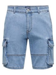ONLY & SONS Szorty dżinsowe w kolorze błękitnym rozmiar: S. Niebieskie szorty Only & Sons, s, z aplikacjami, z jeansu. Za 65.69 zł.