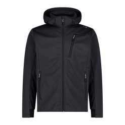 Kurtka męska turystyczna CMP 34A2937. Czarne kurtki CMP, l, bez wzorów, z softshellu, z kapturem. Za 425.00 zł.