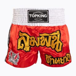 Spodenki treningowe Top King Thai Boxing. Czerwone krótkie spodenki sportowe TOP KING, bez wzorów, sportowe. Za 199.99 zł.