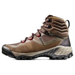 Buty trekkingowe męskie Mammut Sapuen High Gtx. Brązowe buty trekkingowe Mammut, na jesień, bez wzorów, z gumy, za kostkę, bez zapięcia. Za 833.00 zł.