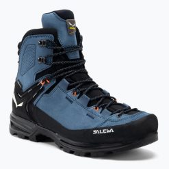 Buty trekkingowe męskie Salewa MTN Trainer 2 Mid GTX. Niebieskie buty trekkingowe Salewa, bez wzorów, bez zapięcia. Za 1,069.00 zł.