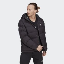 Kurtka męska zimowa puchowa pikowana Adidas HELIONIC. Czarne kurtki Adidas, na zimę, l, bez wzorów, z puchu, bez kaptura. W wyprzedaży za 359.00 zł.