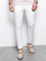 Spodnie męskie chino - białe V5. Białe eleganckie spodnie Ombre Clothing, m, z bawełny. W wyprzedaży za 69.99 zł.