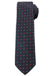 Krawat Męski w Czerwono-Białe Elementy, Kwadraciki - 6 cm - Angelo di Monti. Niebieskie krawaty i muchy Angelo di Monti, bez wzorów. Za 45.00 zł.