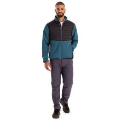 Trespass Hanlonton - Męska hybrydowa kurtka polarowa At200 Bondi Blue. Szare kurtki softshell Trespass, m, bez wzorów, z polaru, bez kaptura. Za 362.99 zł.