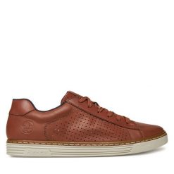 Półbuty Rieker. Brązowe eleganckie półbuty Rieker, bez wzorów, bez obcasa, bez zapięcia. Za 389.99 zł.