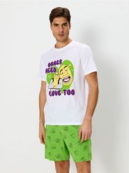 Piżama dwuczęściowa Shrek - biały. Białe piżamy Sinsay, l, bez wzorów, bez ramiączek. Za 49.99 zł.