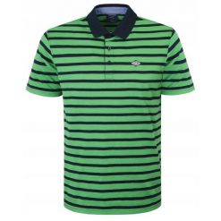 Koszulka Polo - Męska - Pako Jeans - Zielona w Granatowy Prążek. Zielone koszulki polo Pako Jeans, l, bez wzorów, z bawełny, bez kołnierzyka, bez ramiączek. Za 135.00 zł.