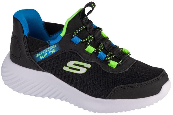 Buty SKECHERS 403822L SLIP-INS Czarny. Białe buty turystyczne Skechers, bez wzorów, z materiału, bez zapięcia, trekkingowe. Za 191.99 zł.