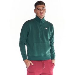 Bluza z bawełna z zamek błyskawiczny na czas wolny. Zielone bluzy LEONE 1947 APPAREL, bez wzorów, z bawełny, bez kaptura. W wyprzedaży za 134.59 zł.