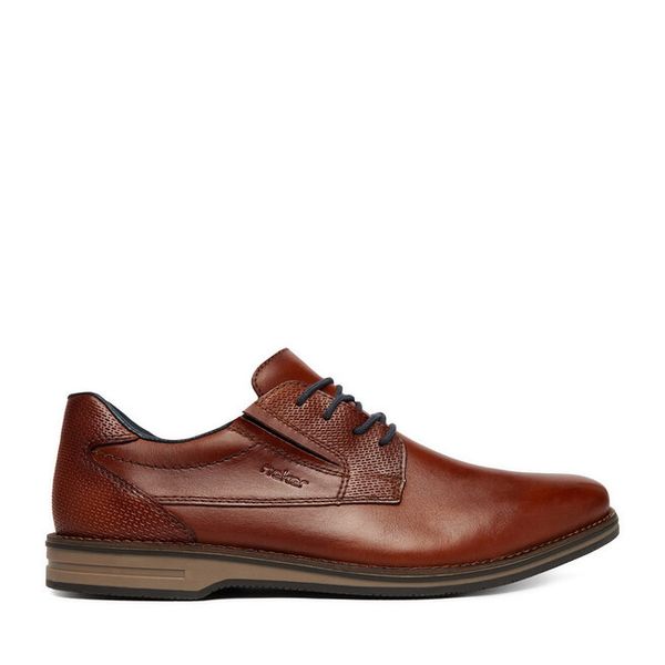 Półbuty Rieker. Brązowe eleganckie półbuty Rieker, bez wzorów, bez obcasa, bez zapięcia. Za 449.99 zł.
