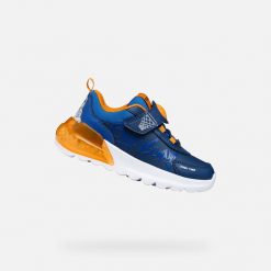 Buty GEOX J ACTIVART ILLUMINUS Niebieski. Brązowe buty turystyczne Geox, bez wzorów, z syntetyku, bez zapięcia, na fitness i siłownię. Za 266.99 zł.