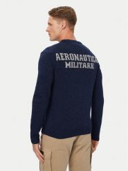 Aeronautica Militare Sweter 262MA1645UL00924 Granatowy Regular Fit. Niebieskie swetry rozpinane Aeronautica Militare, l, bez wzorów, z wełny, bez kołnierzyka, bez ramiączek. Za 594.99 zł.