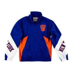 Kurtka NBA New York Knicks midseason 2.0. Niebieskie kurtki Mitchell & Ness, m, bez wzorów, z nylonu, bez kaptura. Za 507.50 zł.