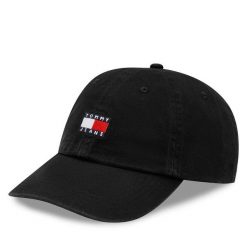 Czapka z daszkiem Tommy Jeans. Czarne czapki z daszkiem Tommy Jeans, bez wzorów, z jeansu. Za 109.99 zł.