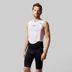 Męskie spodenki kolarskie Pro 2.0 na szelkach z wkładką. Czarne spodenki rowerowe ACELERA, m, bez wzorów, z materiału, rowerowe. Za 399.99 zł.