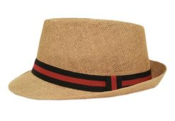 Męski Kapelusz Letni (Styl TRILBY) - Pako Jeans - Beżowy z Kolorowym Paskiem. Brązowe kapelusze Pako Jeans, bez wzorów, z jeansu, klasyczne. Za 49.00 zł.