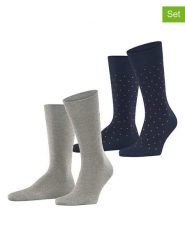 ESPRIT Skarpety (2 pary) "Fine Dot" w kolorze granatowo-szarym rozmiar: 39-42. Niebieskie skarpety Esprit, bez wzorów. Za 48.39 zł.