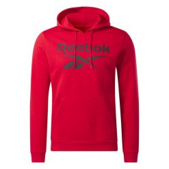 Bluza męska Reebok Identity Big Logo Fleece Hoodie. Czarne bluzy z kapturem Reebok, m, bez wzorów, z bawełny, z kapturem. Za 189.99 zł.