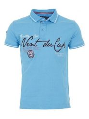 Peak Mountain Koszulka polo w kolorze błękitnym rozmiar: XXL. Niebieskie koszulki polo sportowe Peak Mountain, xxl, z aplikacjami, z bawełny, bez kołnierzyka, bez ramiączek. Za 114.44 zł.