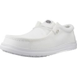 Buty HEY DUDE WALLY WORK CE Biały. Białe buty turystyczne Hey dude, bez wzorów, z tkaniny, bez zapięcia, trekkingowe. Za 293.99 zł.