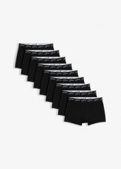 Bokserki o dopasowanym kroju z miękką bawełną (10 par). Czarne bokserki bonprix, m, bez wzorów, z bawełny. Za 159.90 zł.