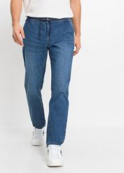 Lekkie dżinsy z gumką w talii Regular Fit Straight. Niebieskie jeansy bonprix, m. Za 124.99 zł.