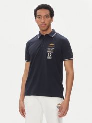 Aeronautica Militare Polo 251PO1853P191 Granatowy Regular Fit. Niebieskie koszulki polo Aeronautica Militare, m, bez wzorów, z bawełny, bez kołnierzyka, bez ramiączek. Za 329.99 zł.