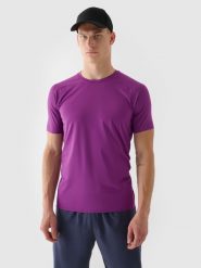 4F Koszulka treningowa szybkoschnąca męska 4F x Robert Lewandowski - fioletowa S. Fioletowe t-shirty 4F, m, bez wzorów, z dzianiny, bez kołnierzyka, bez ramiączek. W wyprzedaży za 99.99 zł.