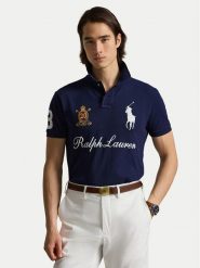 Polo Ralph Lauren Polo 710P07311001 Granatowy Custom Slim Fit. Niebieskie koszulki polo Polo Ralph Lauren, l, bez wzorów, z bawełny, bez kołnierzyka, bez ramiączek. Za 859.99 zł.