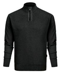 Wełniany Sweter z Wysokim Dekoltem na Zamek - Pako Jeans - Czarny. Czarne swetry rozpinane Pako Jeans, l, bez wzorów, z jeansu, bez kołnierzyka, bez ramiączek. Za 219.00 zł.