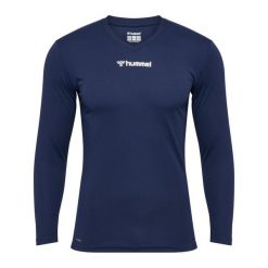 Koszulka z długim rękawem Hummel BL Essential. Niebieskie bluzki z długim rękawem Hummel, bez wzorów, bez kołnierzyka, bez ramiączek. Za 158.00 zł.