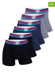 CR7 Bokserki (6 par) w kolorze czarnym, szarym i granatowym rozmiar: S. Czarne bokserki CR7, s, bez wzorów. Za 121.99 zł.