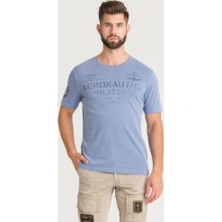 T-SHIRT Aeronautica Militare. Niebieskie t-shirty Aeronautica Militare, l, bez wzorów, z bawełny, bez kołnierzyka, bez ramiączek. Za 289.00 zł.