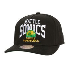 Czapka typu snapback Mitchell & Ness Big Time Pro Seattle Supersonics. Czarne czapki z daszkiem Mitchell & Ness, bez wzorów. Za 201.00 zł.
