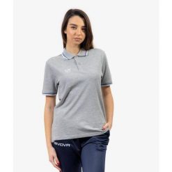 Polo Givova 3XL Szary i Biały - Oddychająca Bawełna. Białe koszulki polo sportowe Givova, xl, bez wzorów, z bawełny, bez kołnierzyka, bez ramiączek, do piłki nożnej. Za 165.99 zł.