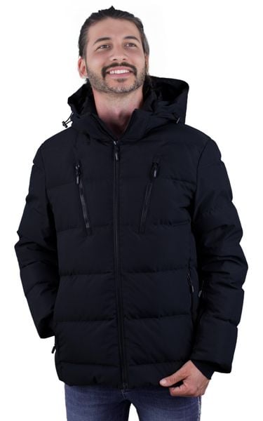 Kurtka puchowa zimowa męska WH10 Sporty. Czarne kurtki GUGGEN MOUNTAIN, na zimę, l, bez wzorów, z poliesteru, bez kaptura. Za 929.03 zł.
