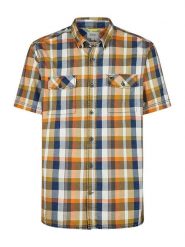 Camel Active Koszula - Regular fit - w kolorze pomarańczowo-niebieskim rozmiar: L. Pomarańczowe koszule Camel Active, l, bez wzorów, z bawełny, bez kołnierzyka, bez ramiączek. Za 127.35 zł.
