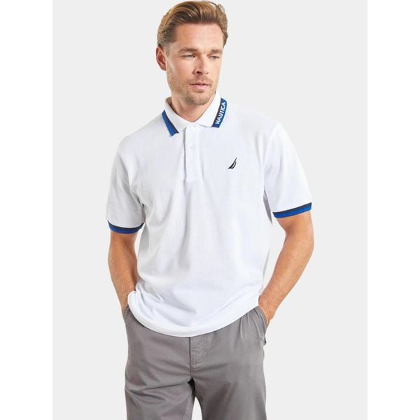 Koszulka Polo Męska Nautica Elm. Białe koszulki polo Nautica, m, bez wzorów, z bawełny, bez kołnierzyka, bez ramiączek, żeglarskie. Za 259.00 zł.