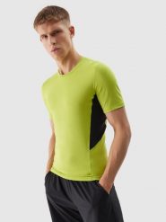 4F Koszulka treningowa slim z materiałów z recyklingu męska - soczysta zieleń S. Zielone t-shirty 4F, m, bez wzorów, z dzianiny, bez kołnierzyka, bez ramiączek. W wyprzedaży za 59.99 zł.