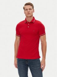 Tommy Hilfiger Polo Seasonal MW0MW39993 Czerwony Slim Fit. Czerwone koszulki polo Tommy Hilfiger, m, bez wzorów, z bawełny, bez kołnierzyka, bez ramiączek. Za 319.99 zł.
