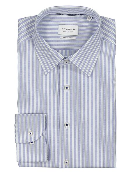 Eterna Koszula - Modern fit - w kolorze niebiesko-białym rozmiar: 41. Niebieskie koszule Eterna, bez wzorów, z bawełny, bez kołnierzyka, bez ramiączek. Za 118.28 zł.