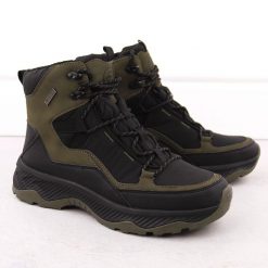 Wodoodporne buty męskie trekkingowe ocieplane khaki Filippo MTR6654. Brązowe trekkingi Filippo, bez wzorów, z materiału, bez zapięcia. Za 179.99 zł.