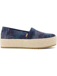 TOMS Espadryle w kolorze granatowym rozmiar: 43. Niebieskie botki sznurowane Toms, bez wzorów, bez obcasa, na platformie, bez zapięcia. Za 130.99 zł.