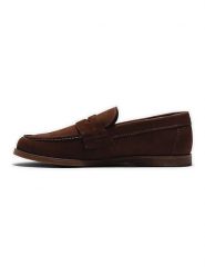 Timberland Skórzane mokasyny "Classic boat" w kolorze ciemnobrązowym rozmiar: 43. Brązowe botki sznurowane Timberland, bez wzorów, bez obcasa, bez zapięcia. Za 418.26 zł.