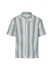 Lindbergh koszula casualowa z krótkim rękawem i zawartością lnu Mężczyźni Comfort Fit Bawełna biały|niebieski, XL. Białe koszule Lindbergh, m, bez wzorów, z bawełny, bez kołnierzyka, bez ramiączek. Za 169.95 zł.